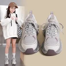 Meninas papai sapatos 2025 novo estilo outono inverno médio grande crianças All-Match Anti-deslizamento sapatos esportiv