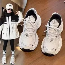 Meninas sapatos esportivos 2026 primavera outono novo estilo crianças frito rua papai sapatos médio grande crianças sapa
