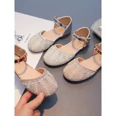 Meninas cristal meia sandálias 2025 novo estilo verão Baotou moda strass princesa sapatos infantis meninas sapatos