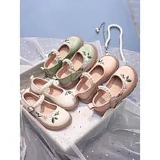 Meninas sapatos de couro primavera outono 2025 novo estilo estilo britânico bordado sapatos infantis feminino bebê sola