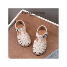 Meninas sapatos de couro genuíno meninos meninas sandálias do bebê Lolita sola macia Baotou crianças sapatos de moda ver