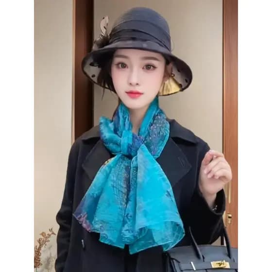 High-End sentimento elegante lenço de seda feminino estilo mãe All-Match viagem protetor solar xale fino Oversized quent