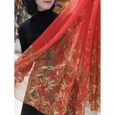 Lenço de seda feminino outono inverno High-End xale exterior jogo Oversized All-match dança gaze fino médio @-