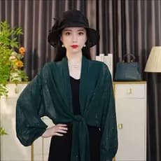 Novo estilo fino estrelado Chiffon xale senhoras primavera verão Cardigan guarda-sol protetor solar roupas moda exterior