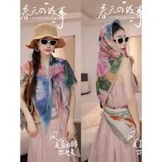 Primavera verão estilo fino High-End sentido lenço de seda feminino Xinjiang Yunnan fotografia de viagem grande lenço qu