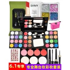 Paleta de sombras para maquiagem de palco, Glitter perolado, à prova d'água, Blush, sombra, pó prensado, dia 6, desempen