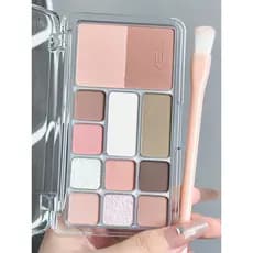 Paleta de sombras em pó Nude suave, renderização de cores, cor terra, sombra, destaque, contorno, Blush, multifuncional,