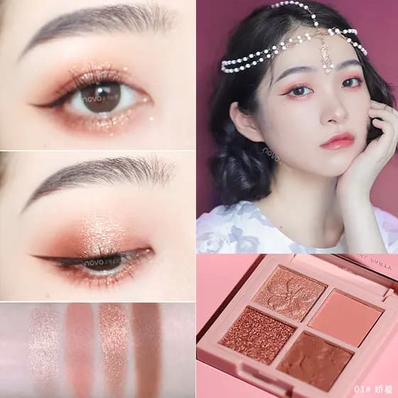 NOVO Sakura Story sombra de quatro cores marrom paleta de sombras terra cor luz maquiagem fosca perolada 5330