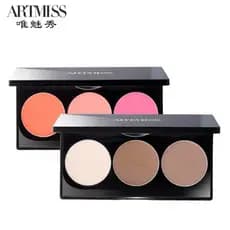 Show Estético Contorno de Três Cores Pó Tridimensional Bolo de Contorno de 3 Cores Blush Tridimensional Sombra Iluminado