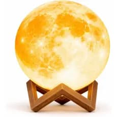 Abajur Lua Cheia LED Recarregável 3D Luminária Aconchegante Decorativa Decoração Sala Presente Mãe