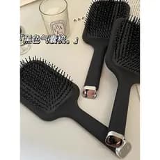 Ins almofada de ar pente feminino preto massagem pente doméstico Anti-estático não machuca o cabelo grande placa pente A