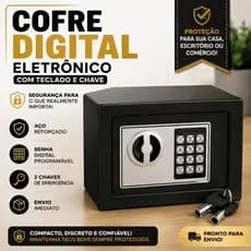 Cofre Digital Eletronico Seguro Teclado Senha Chave Resistente Preto Protecao Facilidade