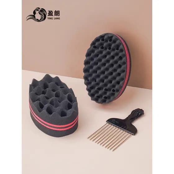 Preto Perm esponja Hip Hop explosão cabeça ferramenta de cuidados barbearia africano tranças sujas cabeleireiro estilo e