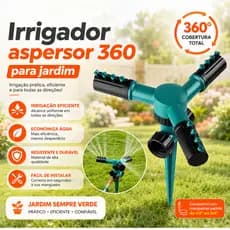 Irrigador Aspersor Giratório 360° Jardim Gramado Horta Mangueira