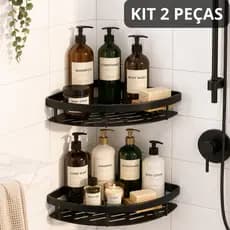 Kit com 2 Suportes para Shampoo Condicionador Maquiagem Adesivo de Parede Banheiro e Cozinha
