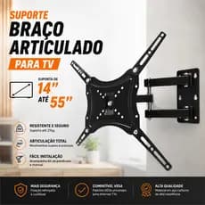 Suporte Articulado de Parede Para Tv Monitor de 14 até 55 Smart tv Lcd Led Plasma Oled