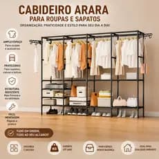 Cabideiro Arara para Roupas Sapateira Closet Aberto Organizador Multiuso Guarda Roupa