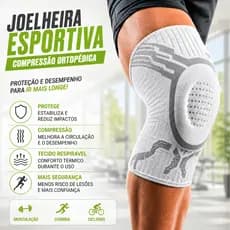 Joelheira Ortopédica Compressão Esportiva Silicone Haste Flexível Alívio Dor Joelho Corrida Academia