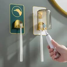 Suporte de escova de dentes sem perfuração, copo de escova de dentes de cabeça para baixo, parede de sucção montada na p