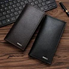 Carteira longa com zíper duplo, bolsa masculina em PU para celular, espaçosa e impermeável