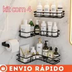 Kit 4 Prateleiras Adesivas para Banheiro Sem Furo Organizador de Parede para banheiro