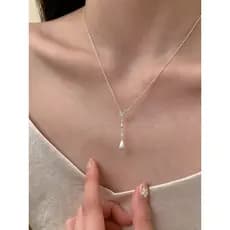 Lua Lunar mar uma corda de gotas de água piscando colar de diamante s925 prata esterlina clavícula corrente High-End tem