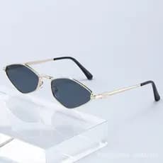 Óculos de sol quadrados, óculos de sol estilo urbano, armação de metal poligonal pequena, óculos quadrados femininos QGH