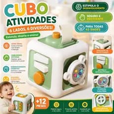 Cubo Sensorial Montessori 6 Lados de Brincadeira para Bebê Desenvolver Habilidades Motoras Finas