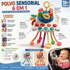 Brinquedo Educativo 6 em 1 Portátil para Bebê Puxar Apertar Encaixar e Desenvolver Motricidade Fina 18 Meses+
