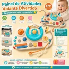 Volante Interativo Infantil com Tela para Desenho e Simulação de Direção Brinquedo Educativo para Bebê