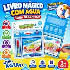 Livro para Pintar com Água 100% Seguro e Reutilizável Estimula a Observação Infantil sem Sujeira