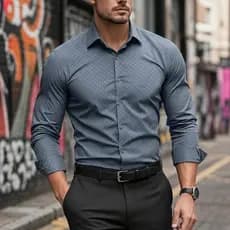 Camisa Masculina Estampada Slim Fit Social Casual Versátil Elegante