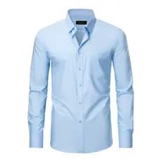 Camisa Social Masculina Slim Fit Manga Longa com Bolso em Viscose Fresca Fácil de Passar e Não Amassa para Escritório e