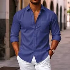 Camisa masculina de manga comprida, lavável à máquina e própria para lavagem a seco | Ideal para primavera/outono | Roup