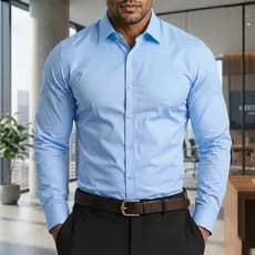 Camisa masculina elegante com colarinho abotoado, macia e respirável, ideal para festas, trabalho, viagens e férias