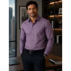 Camisa Social Masculina Slim Fit Manga Longa Mitong  Sem Elastano Elegante e Antirrugas 40%Algodão + 60%Poliéster