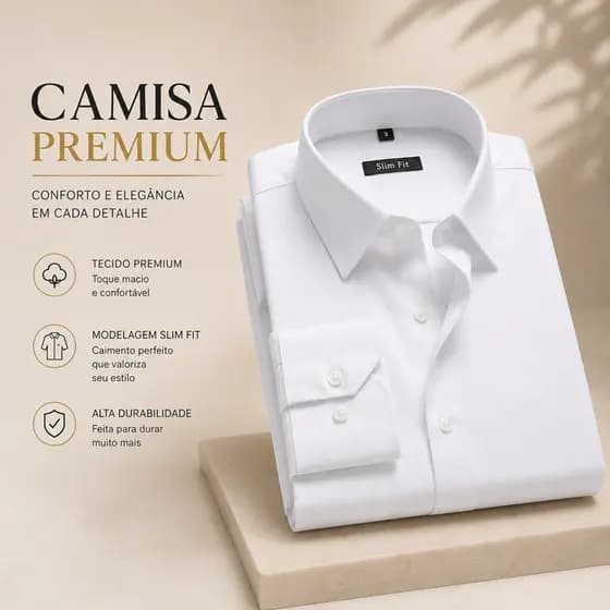Camisa Social Masculina Manga Comprida