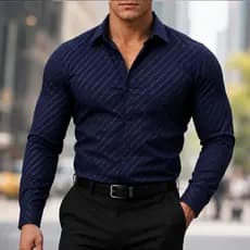 Camisa Social Masculina Premium  Listrada Diagonal Manga Longa