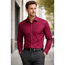 Camisa Social Slim Fit Masculina Manga Longa de Negócios Elegante com Estampa Discreta para Escritório e Trabalho