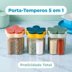 Pote Porta Temperos Condimentos E Alimentos 5 Em 1 Saleiro Pimenteiro 5 Divisórias