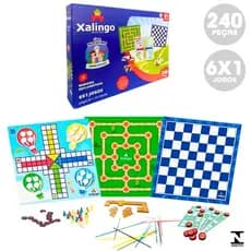 Jogo De Tabuleiro Passatempo 6 Em 1 Dama Ludo, Bingo, Palitinho, Vareta Xalingo