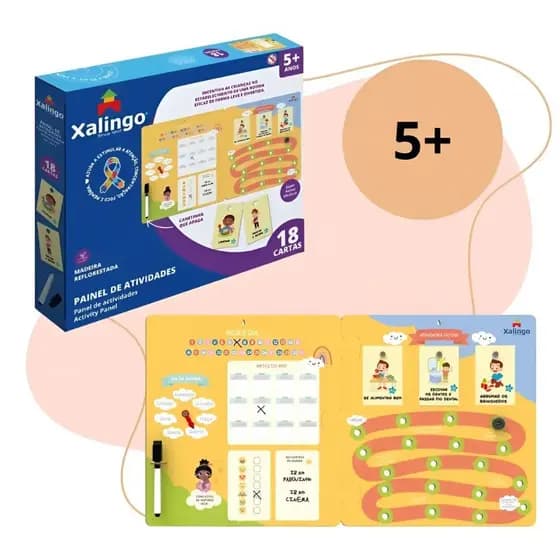 Brinquedo Painel de Atividades Infantil para Controle de Rotina - Xalingo, foto, atenção, memoria
