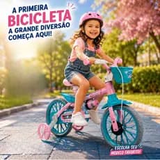 Bicicleta Infantil Aro 12 Menino e Menina Com Rodinhas e Garrafinha, escolha o Personagem - Nathor