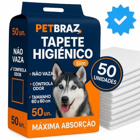 Kit 50 Tapete Hinigênico Descartável Para Cachorro - Fralda Pet 60x60 Xixi Cão Médio Pequeno
