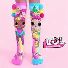 Meia LOL Cano Alto Menina 3D Maluca Meia Divertidas LOL Infantil