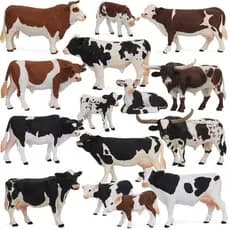 Conjunto de Modelos de Simulação de Animais Sólidos Brinquedo de Animais de Fazenda Vacas Bovinos Bisões Decoração Ornam