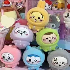 Chiikawa Pijama Série Vinil Rosto Mudança Hachiware Usaqi Fofo Boneca Pingente Chaveiro Bonito Engraçado Mutável Ornamen