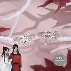 S925 Prata Tian guan Bênção Masculino E Feminino Estilo Antigo xie lianhua Cidade Animação Periférica junxun Anel De Ded