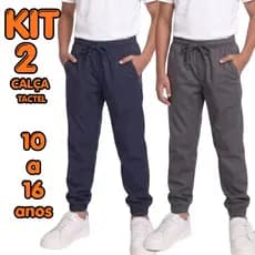 Kit 2 Calça Tactel Juvenil 10 a 16 anos Reforçada Escola Inverno PROMOÇÃO