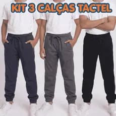 Kit 3 Calças Tactel Menino Juvenil 10 a 16 Anos Uniforme Escola Lisa Costura Reforçada
